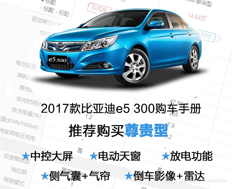2017款比亚迪e5300购车手册：推荐尊贵型