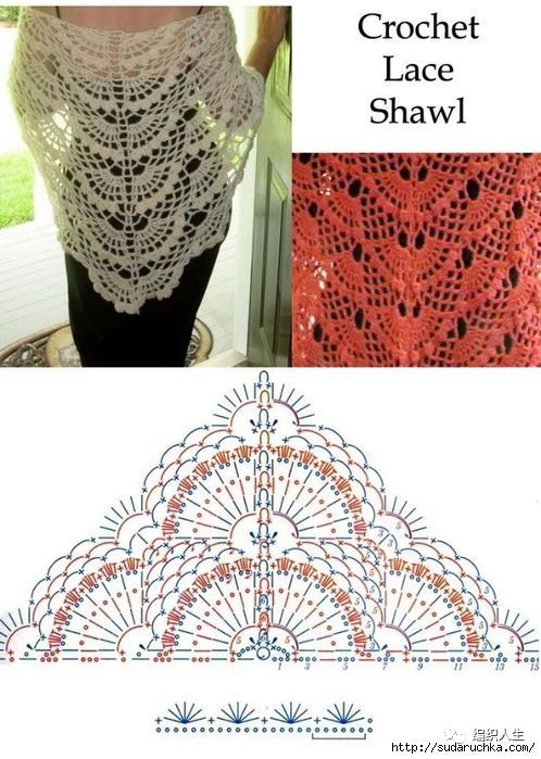 斗篷式披肩毛衣编织图解教程,三角围巾披肩的编织图解教程