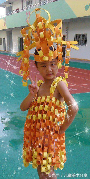 手工环保衣男孩,幼儿园男童环保时装手工视频
