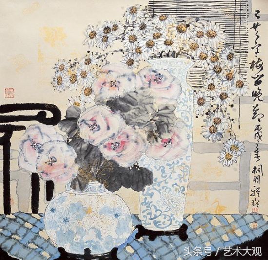 郭怡琮国画花卉作品欣赏图片,梁至淳国画花鸟作品欣赏