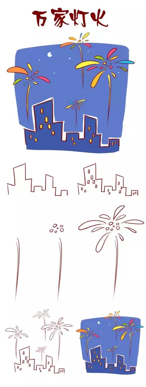 元旦灯笼简笔画涂色幼儿,元旦彩泥灯笼简笔画