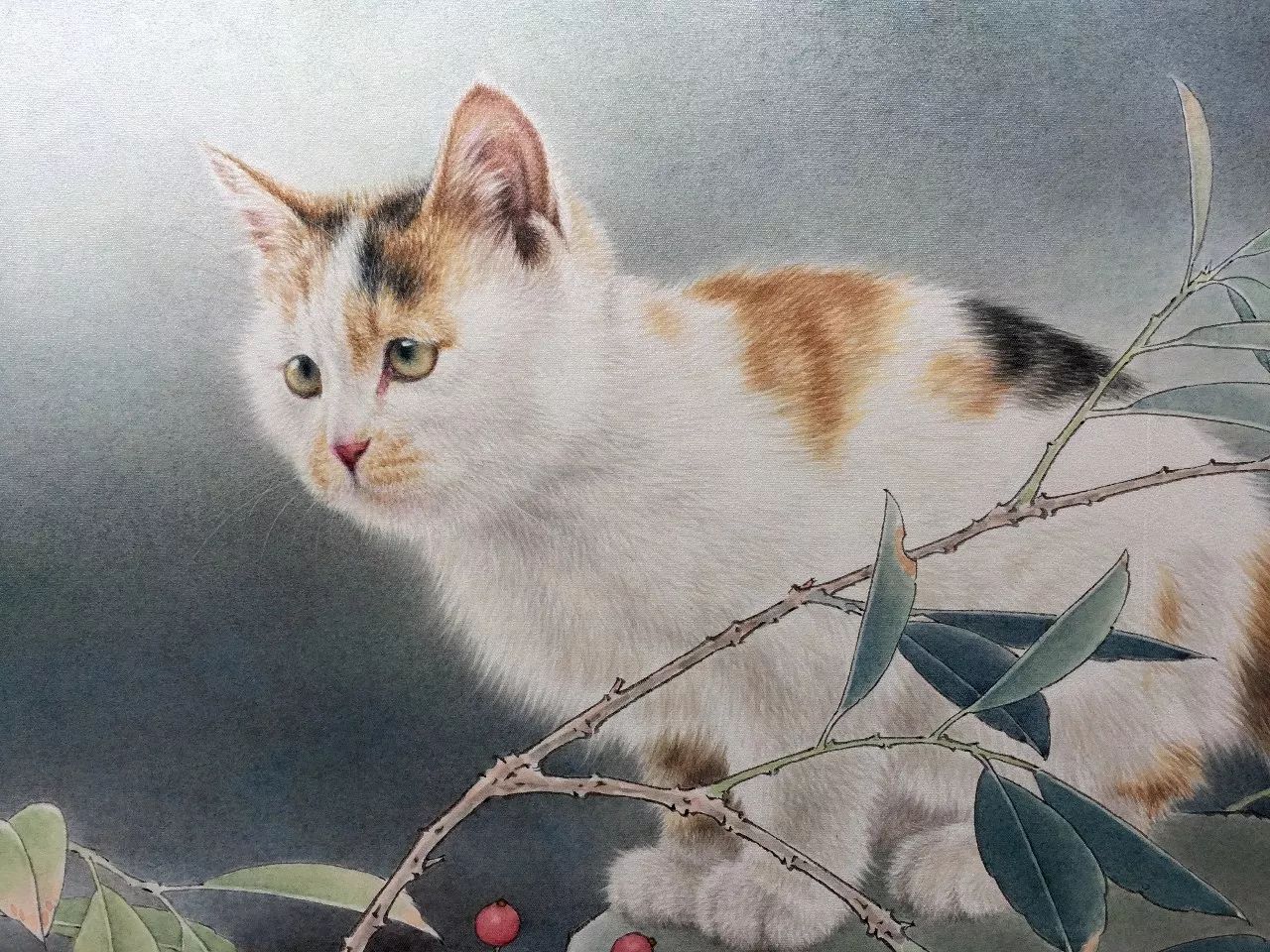 邢诚爱工笔猫扑蝶画法,邢诚爱工笔画猫白描底稿
