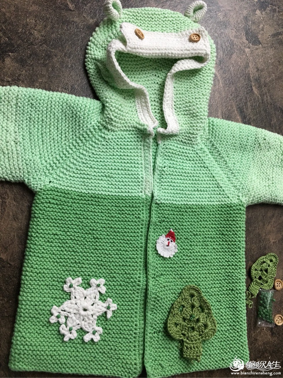从上到下织宝宝带帽开衫棒针,从领口往下织宝宝开衫简单款