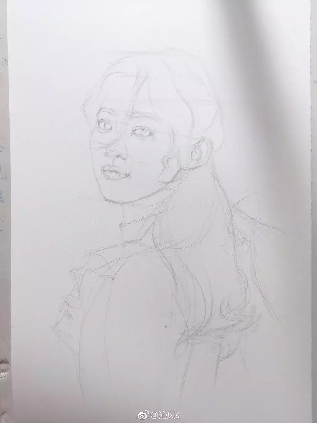 写实彩铅画,超好看素描画迪丽热巴