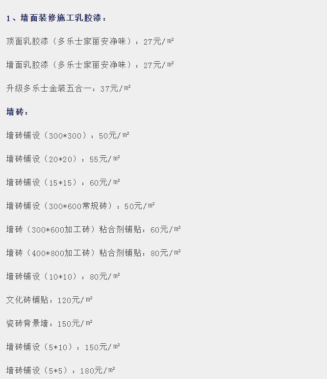 装修材料清单大全及价格表,装修需要什么材料最全清单