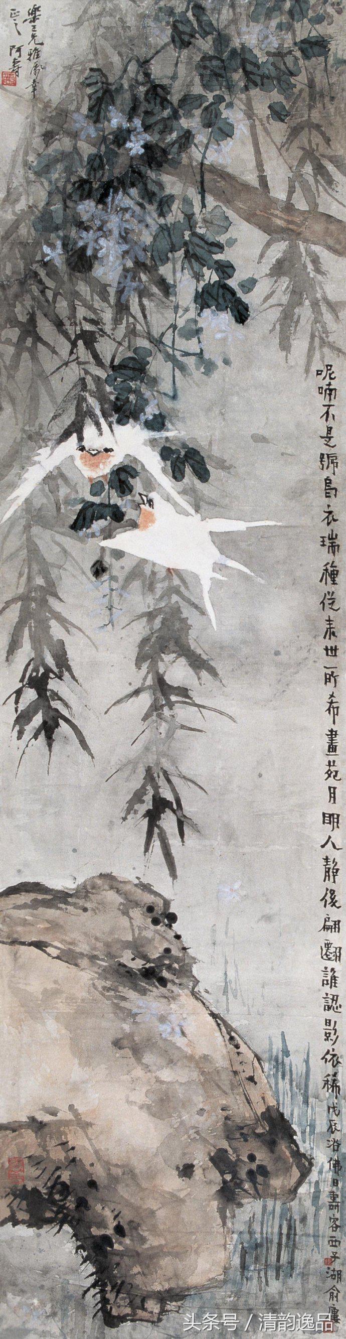 潘天寿花鸟画作品欣赏图文,潘天寿花鸟真迹一百幅大赏