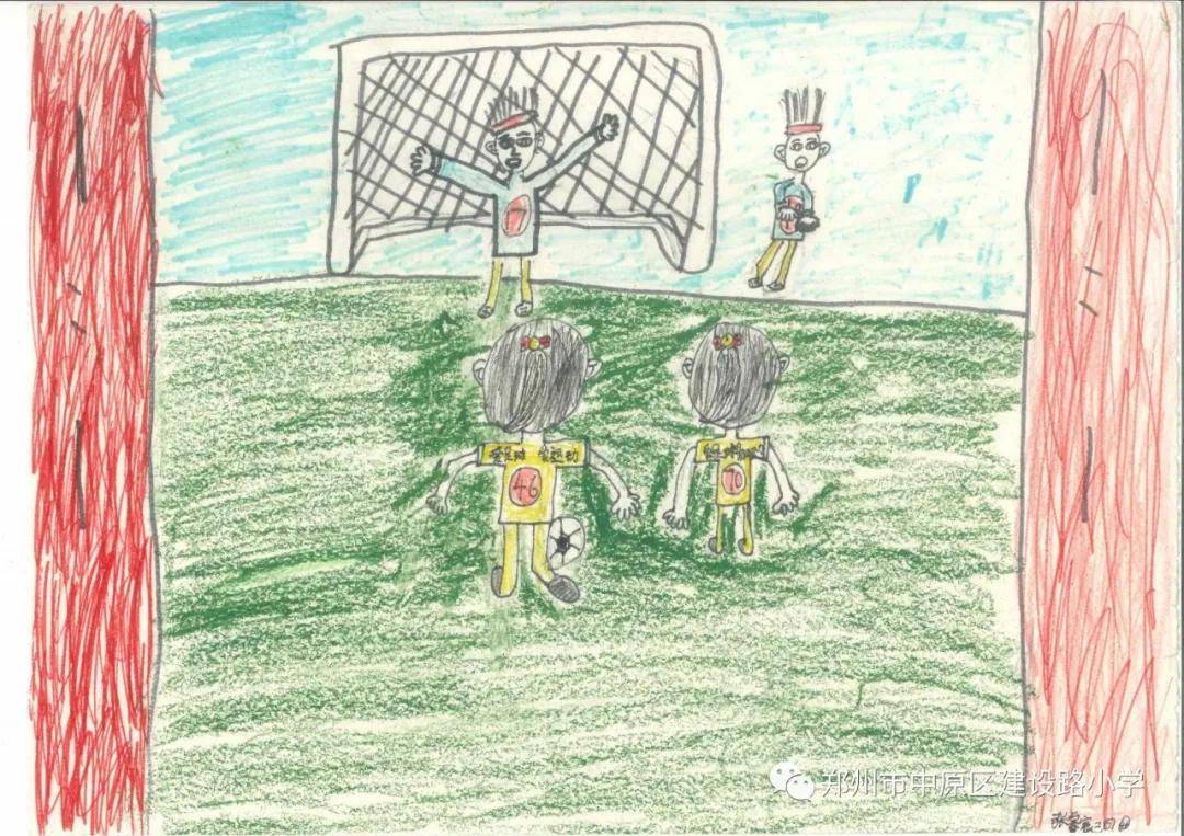 小学生最美校园绘画作品运动场,美好校园领会生活绘画比赛