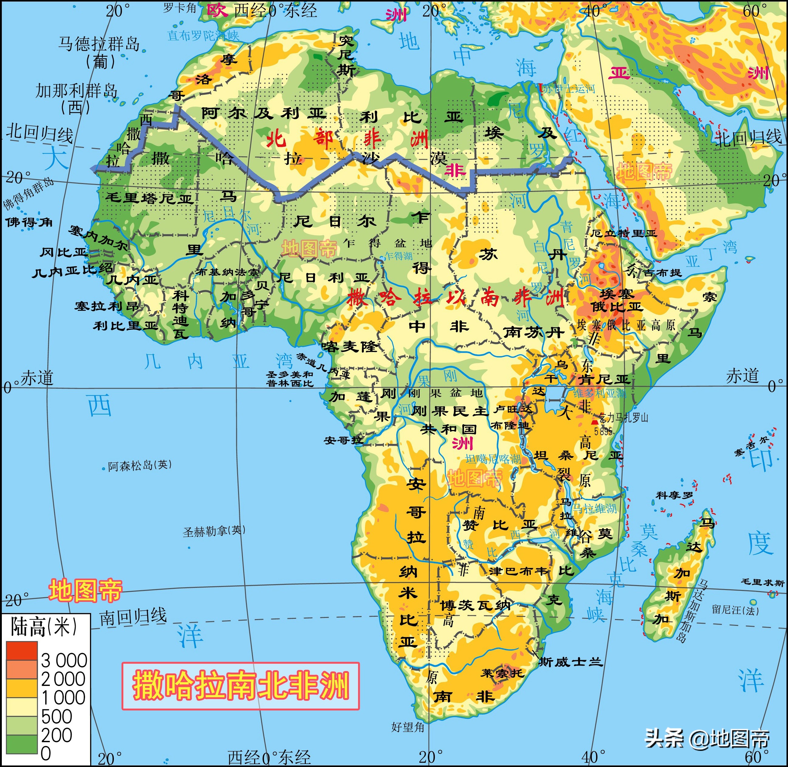 七大洲地形图高清版大图,世界七大洲地形图