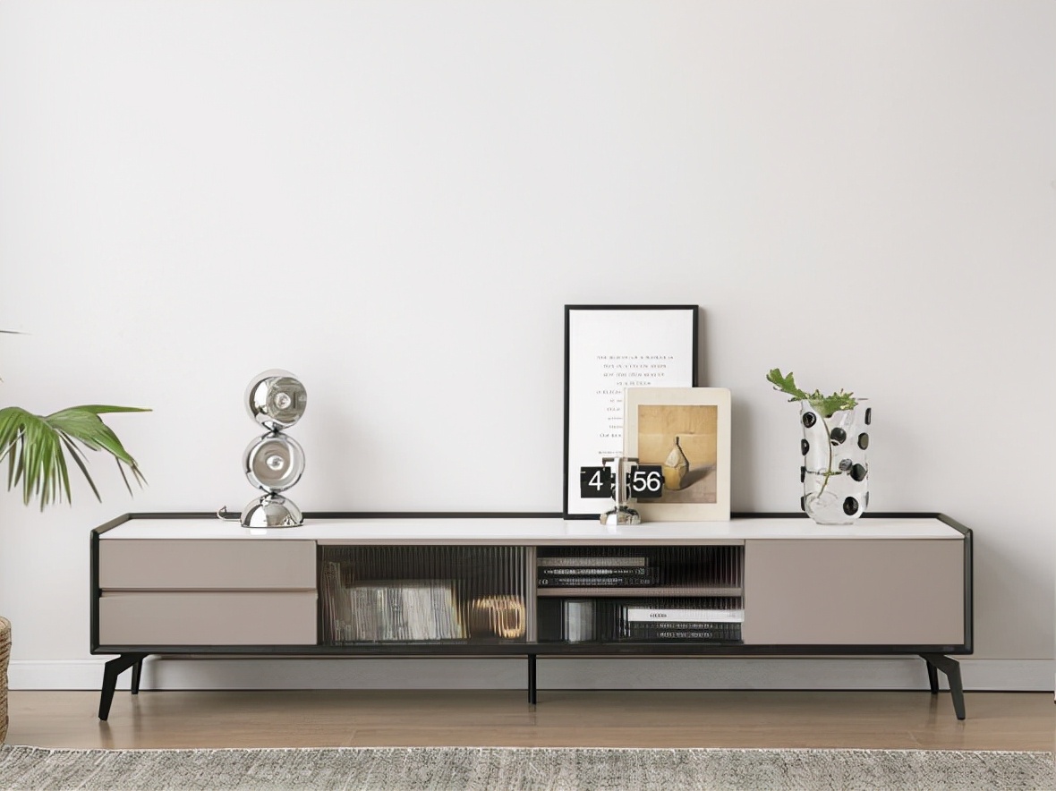 源氏木语岩板茶几电视柜,意式轻奢高端岩板电视柜