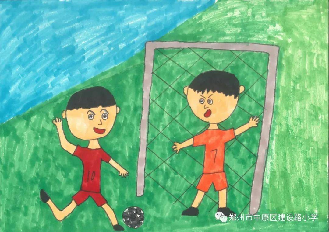 小学生最美校园绘画作品运动场,美好校园领会生活绘画比赛
