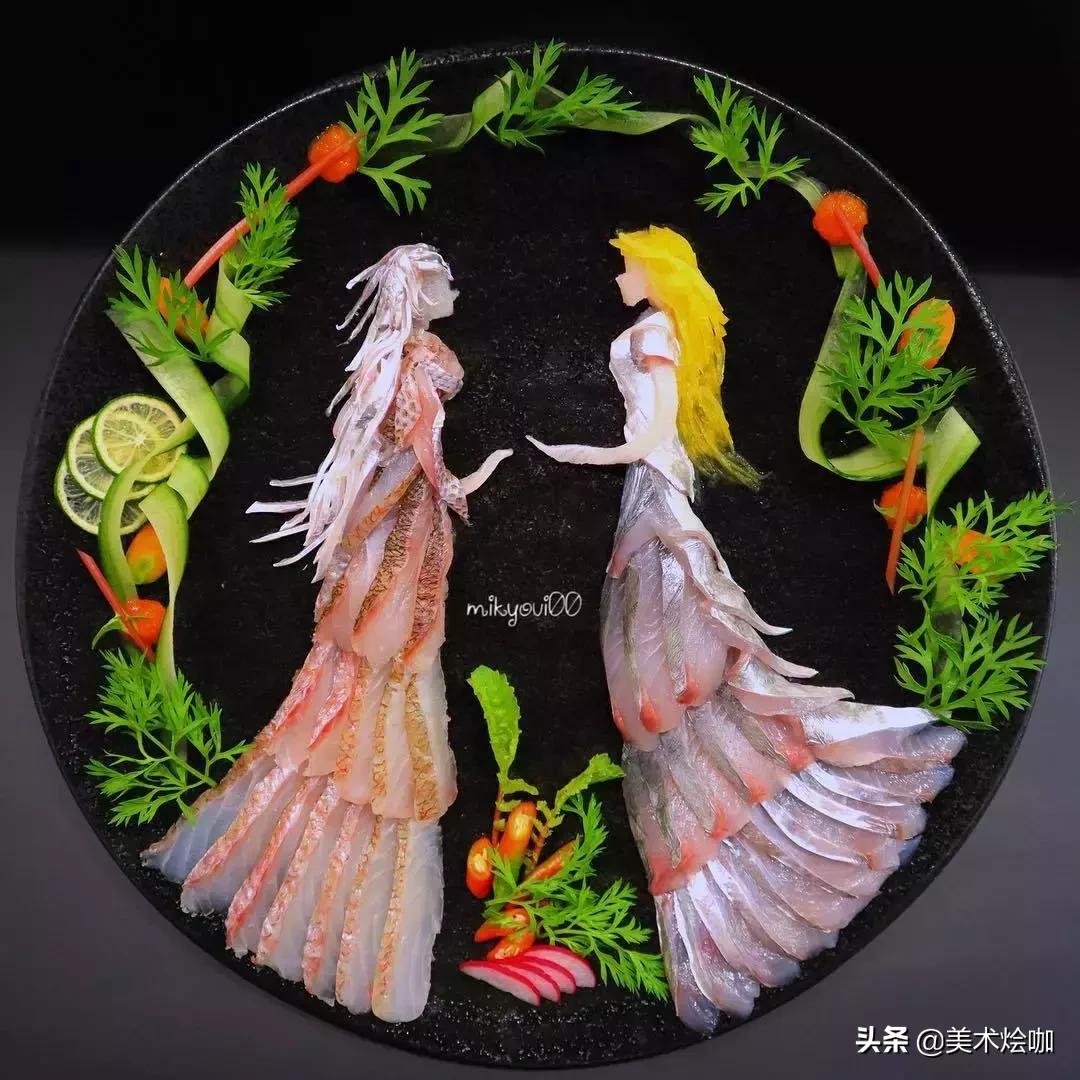 这是家里有矿吗,用三文鱼作画也能美到爆