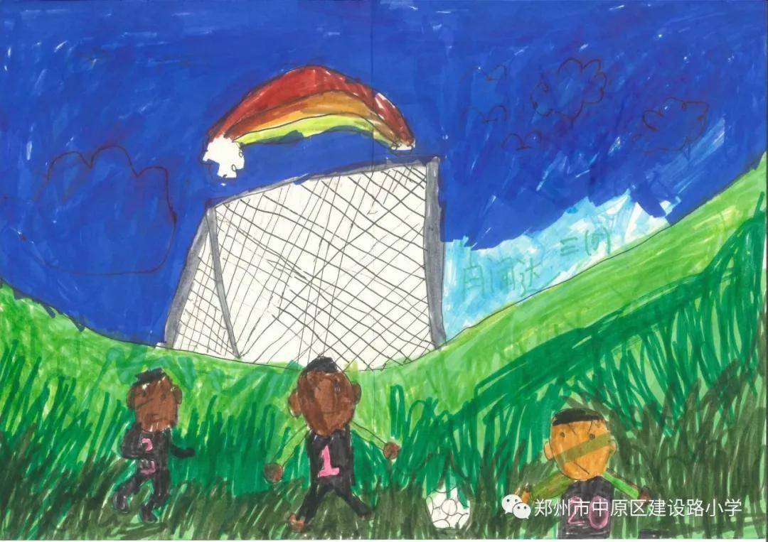 小学生最美校园绘画作品运动场,美好校园领会生活绘画比赛