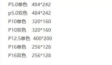 led屏尺寸规格表,led拼接屏尺寸规格