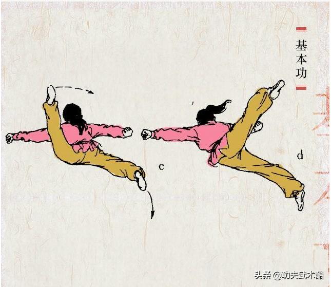 武术基本动作组合练习,武术跳跃学练要点图解