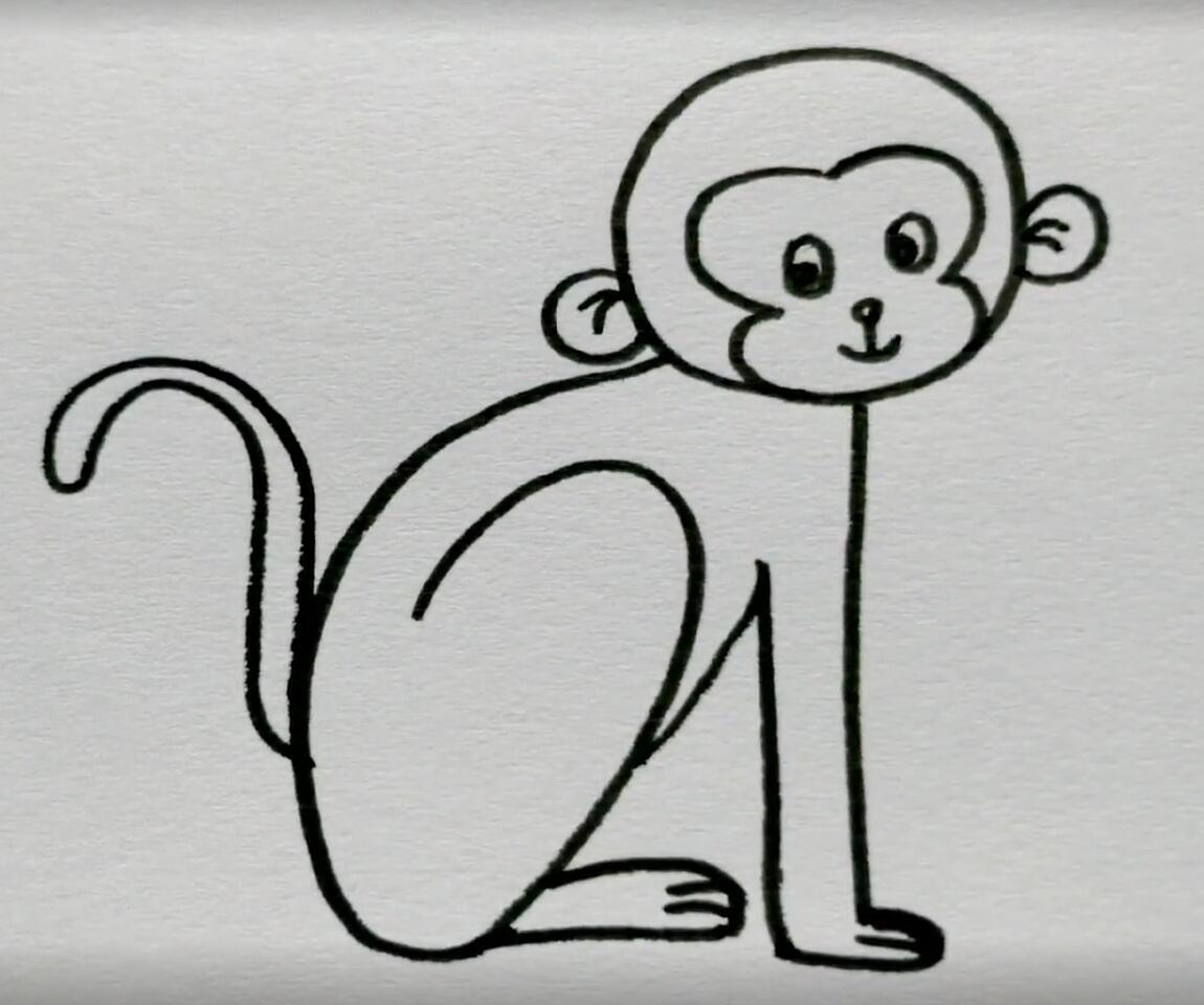 3到6岁小猴子简笔画简单款,用彩笔画一个简单的猴子简笔画