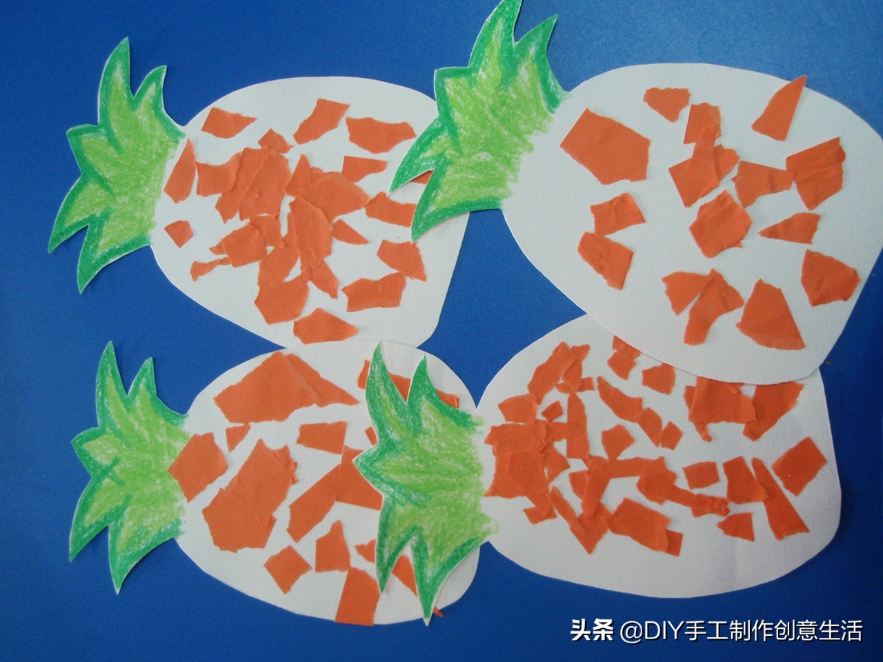 用圆纸片手工制作圣诞贴画,幼儿园大班碎纸片大树贴画