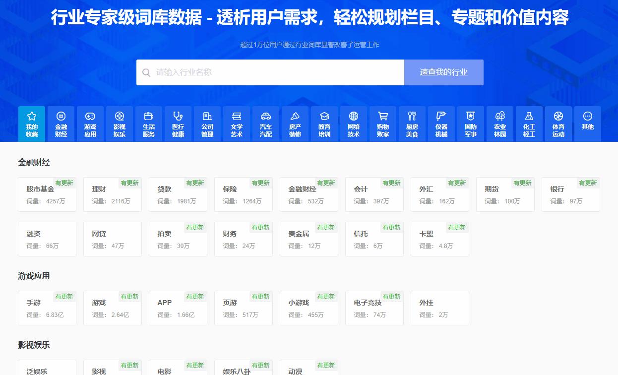 百亿行业词库升级！每日更新的频率，快人一步轻松打造流量矩阵