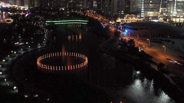 长沙梅溪湖彩色乐曲喷泉,长沙梅溪湖大型乐曲喷泉