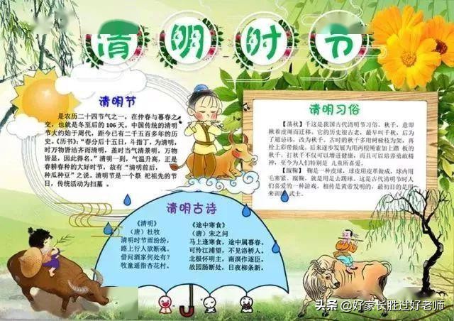 清明节的由来和习俗古诗手抄报,清明节文学常识手抄报内容