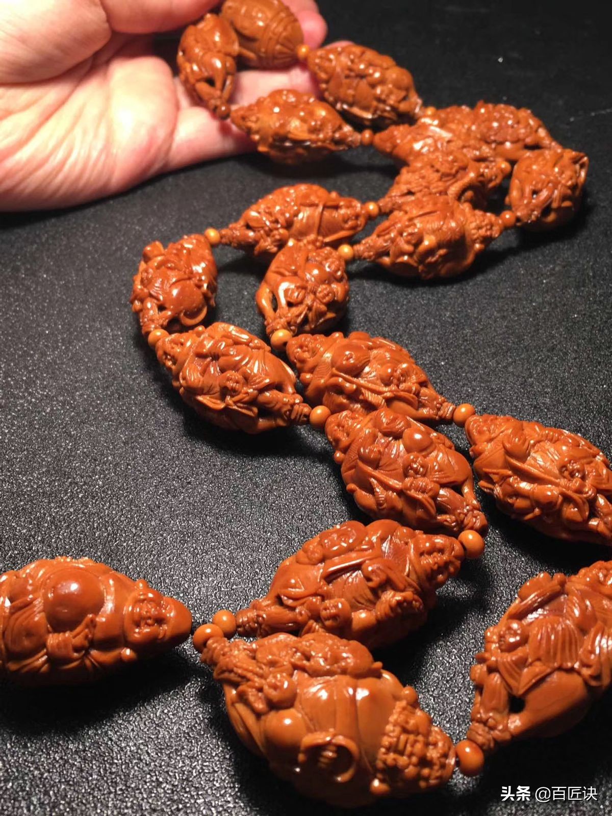 橄榄核钟馗核雕手串,恶僧橄榄核核雕手串