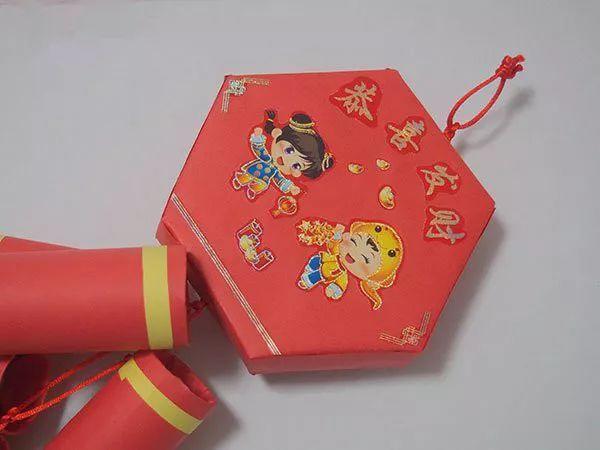 元旦节手工纸灯笼鞭炮,元旦手工立体鞭炮