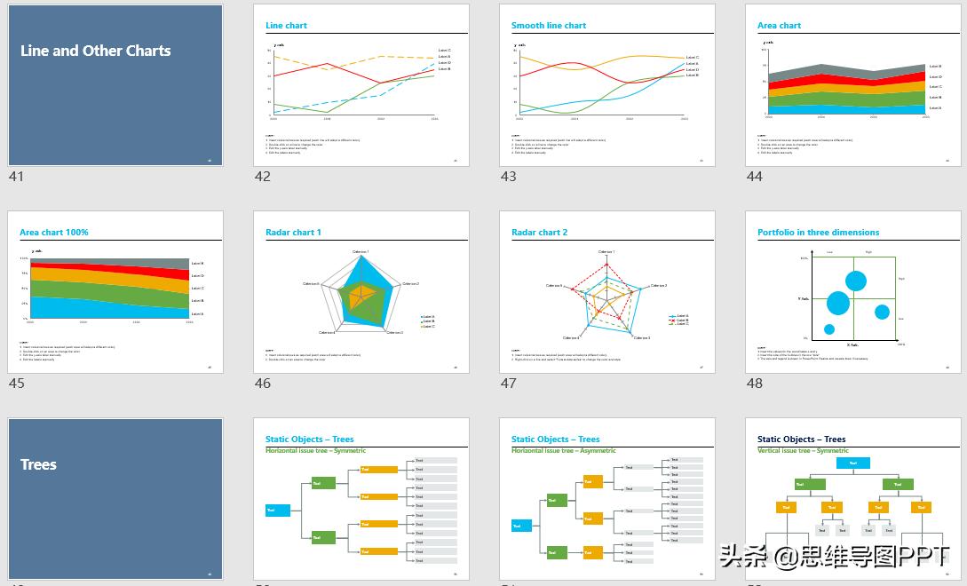 200张精选常用ppt图表,2980页ppt图表