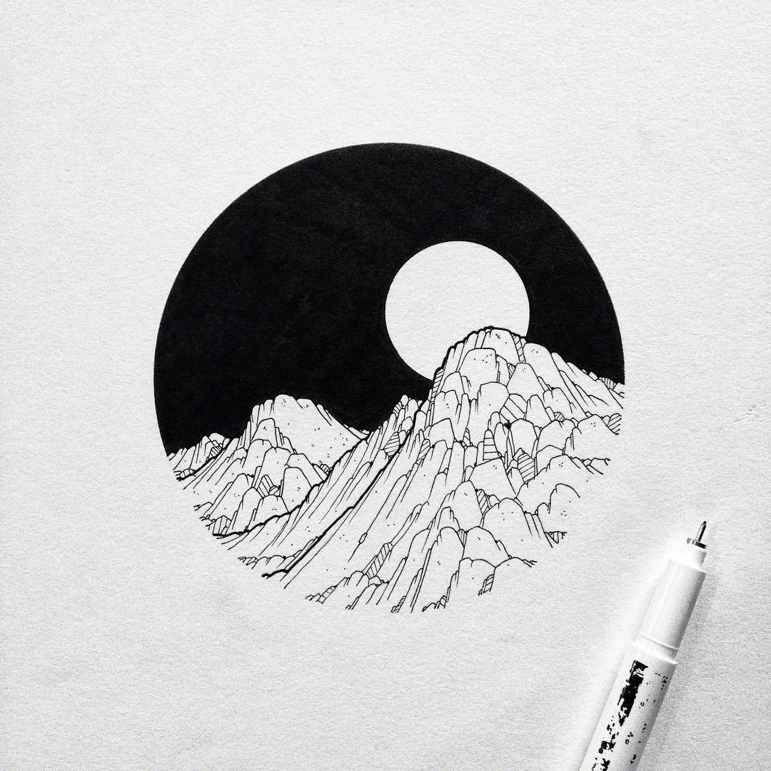 黑白线条意境画图片大全,简单线条意境画钢笔画